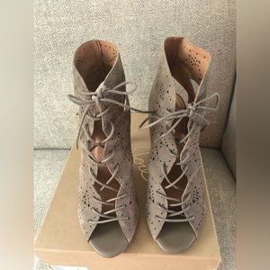 Joie Open Toe Lace-up Suede Ankle Boots